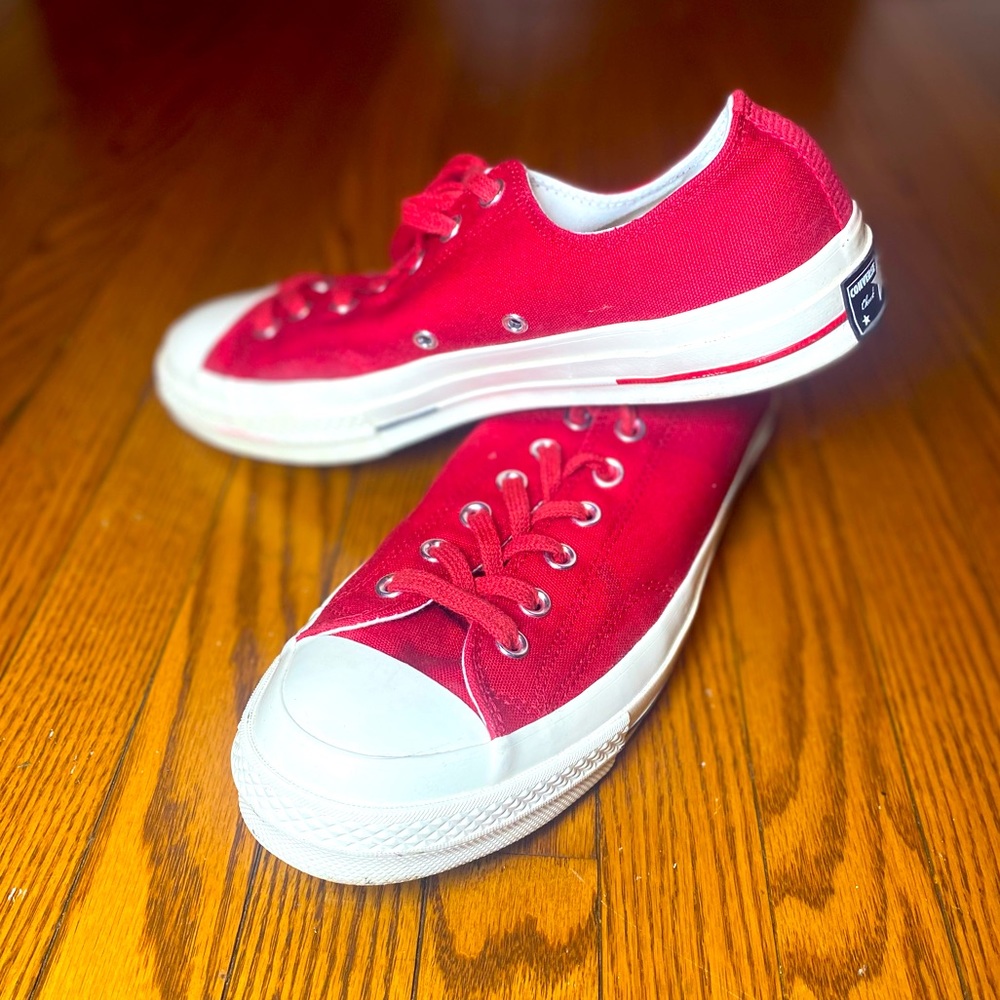 Converse Chuck 70 Low Tops Racer Red (Tri-Color Striping) Canvas Unisex Sneakers